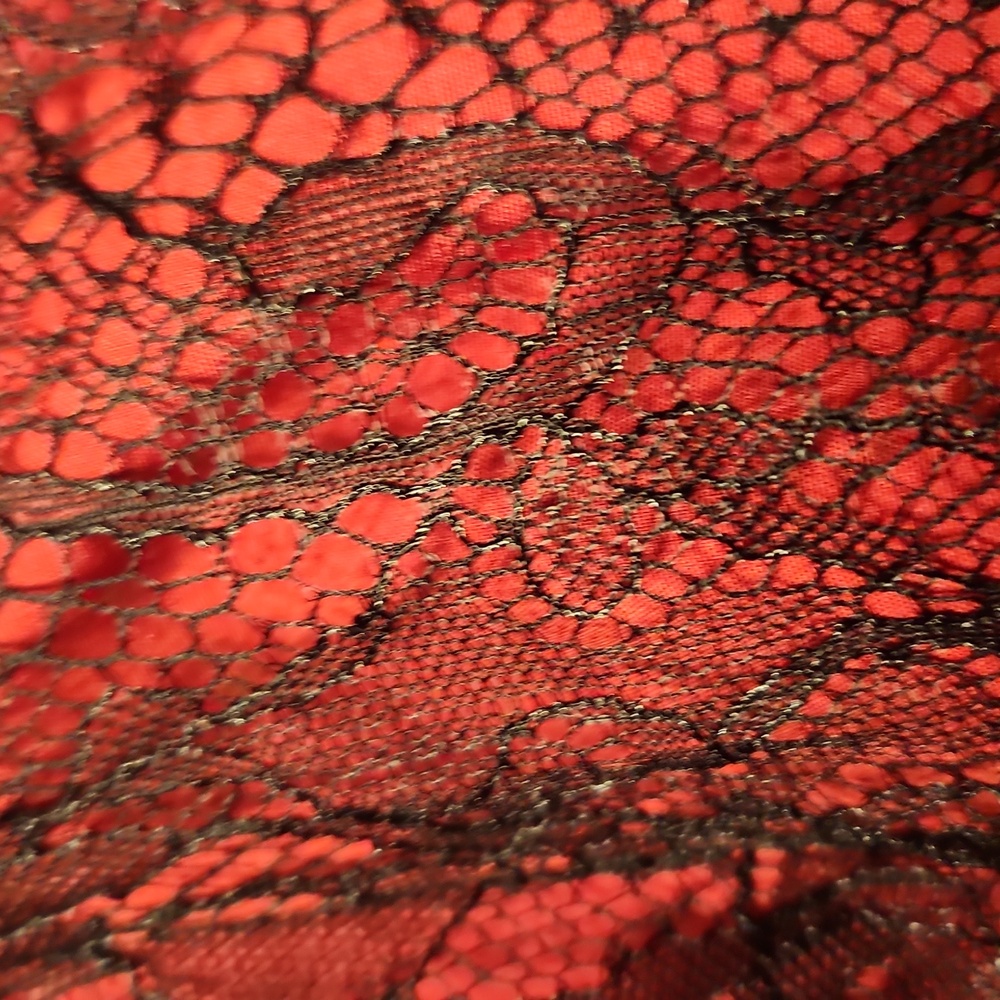 Y2K Lace And Satin Witchy Whimsigoth Red And Black Midi Dress - Picture 7 of 10